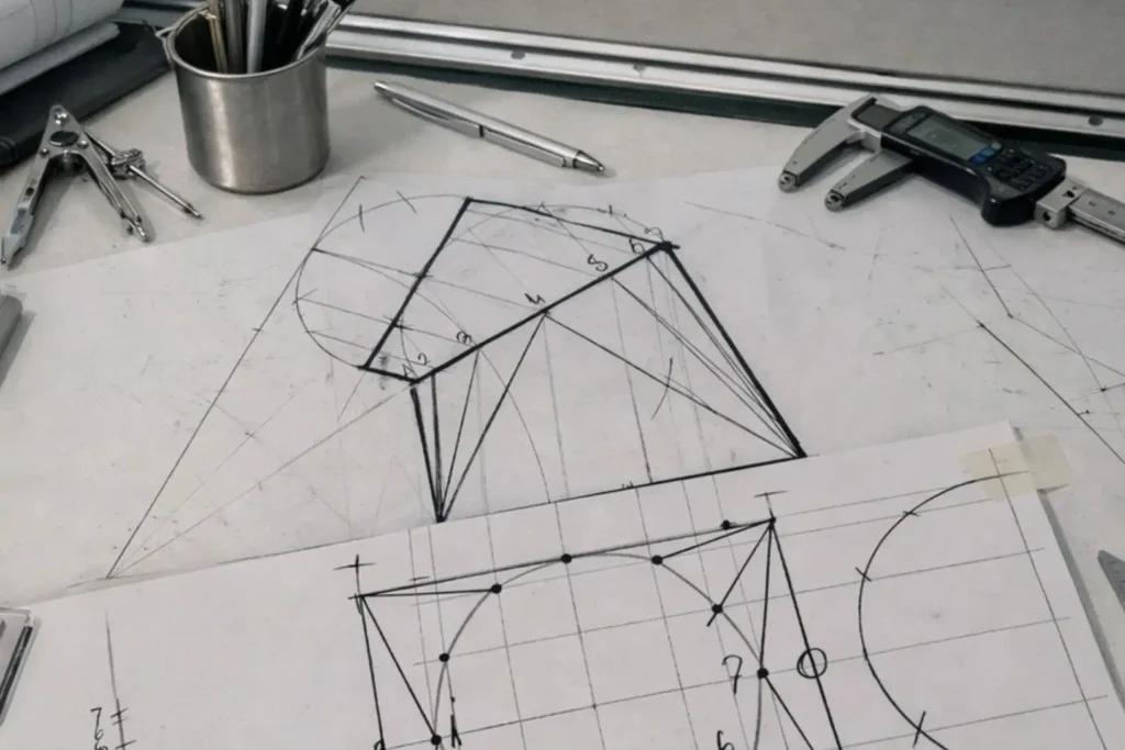 Students practicing fabrication drawings and template development during a boilermaker course at Wheelset Academy.