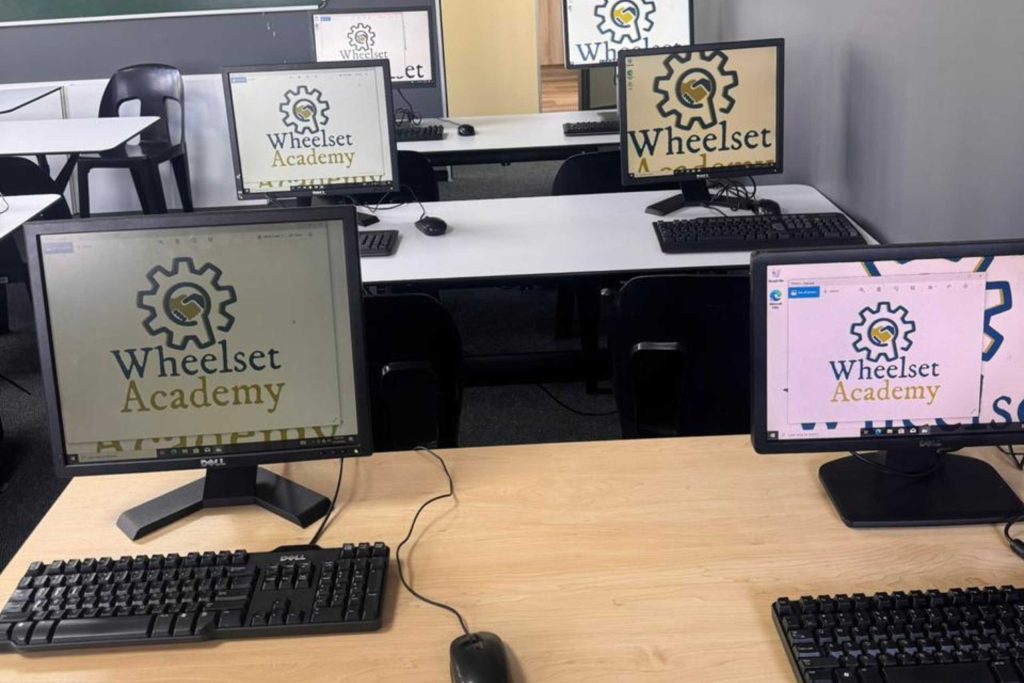 Computer literacy course classroom at Wheelset Academy Pretoria with Dell computers ready for short computer courses