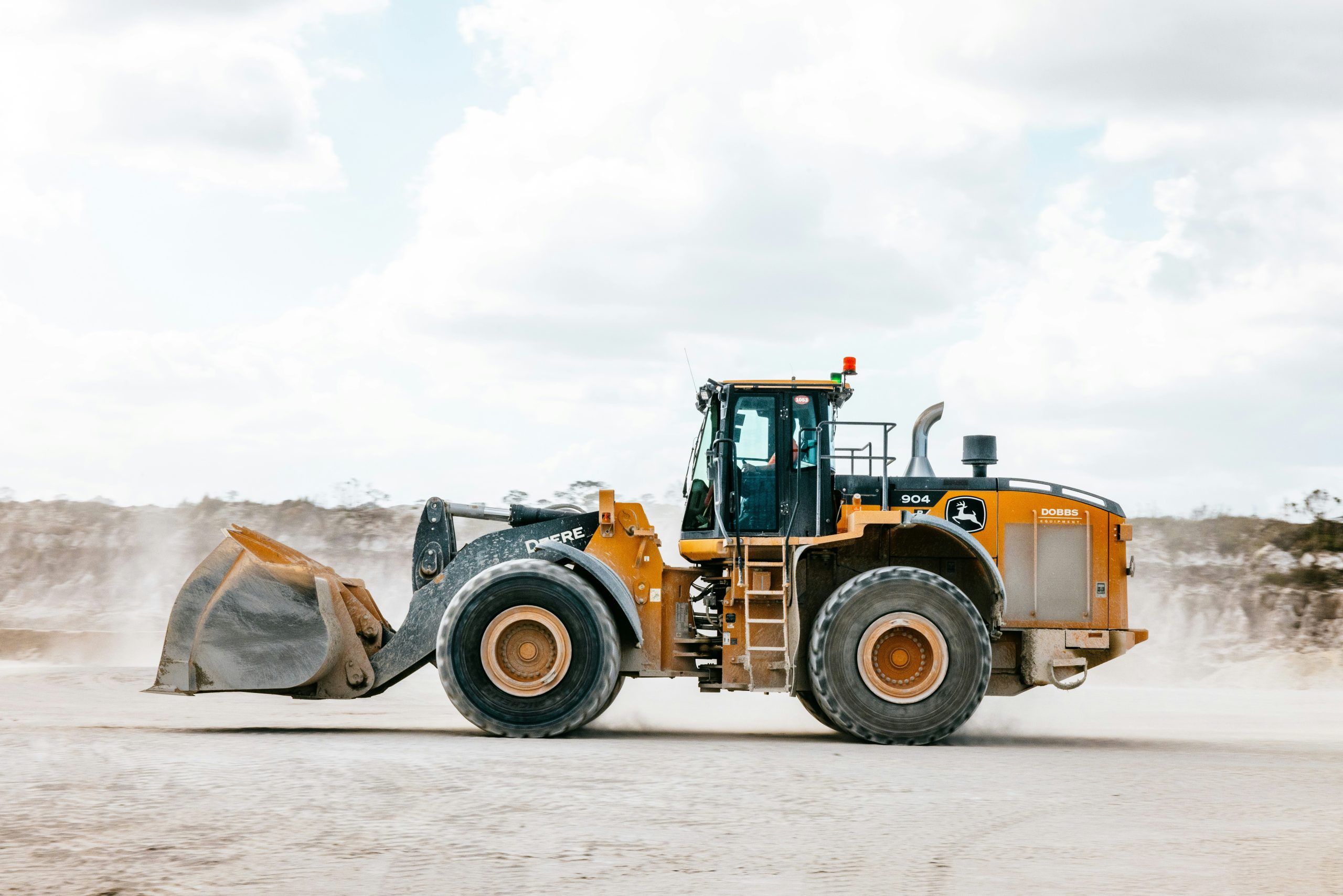 Loader Operator course learner training on a front end loader at Wheelset Academy